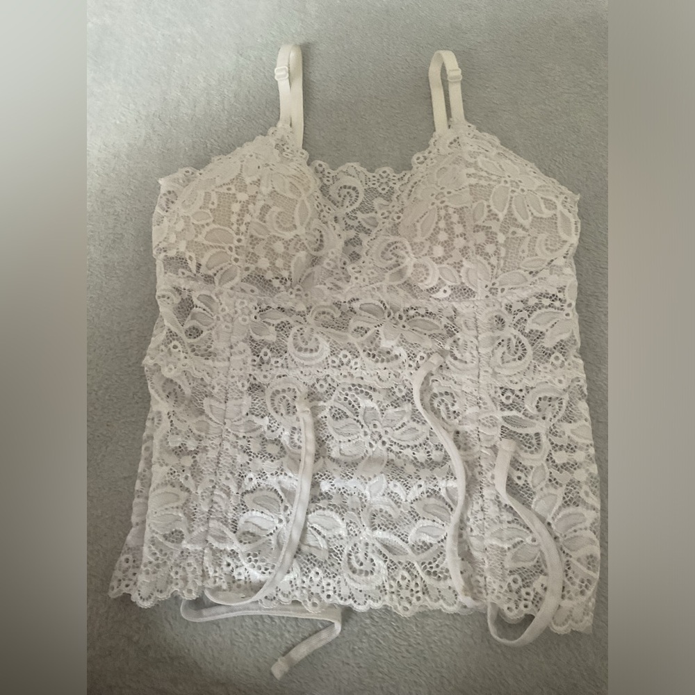 S/M white see through crop top